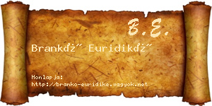 Brankó Euridiké névjegykártya